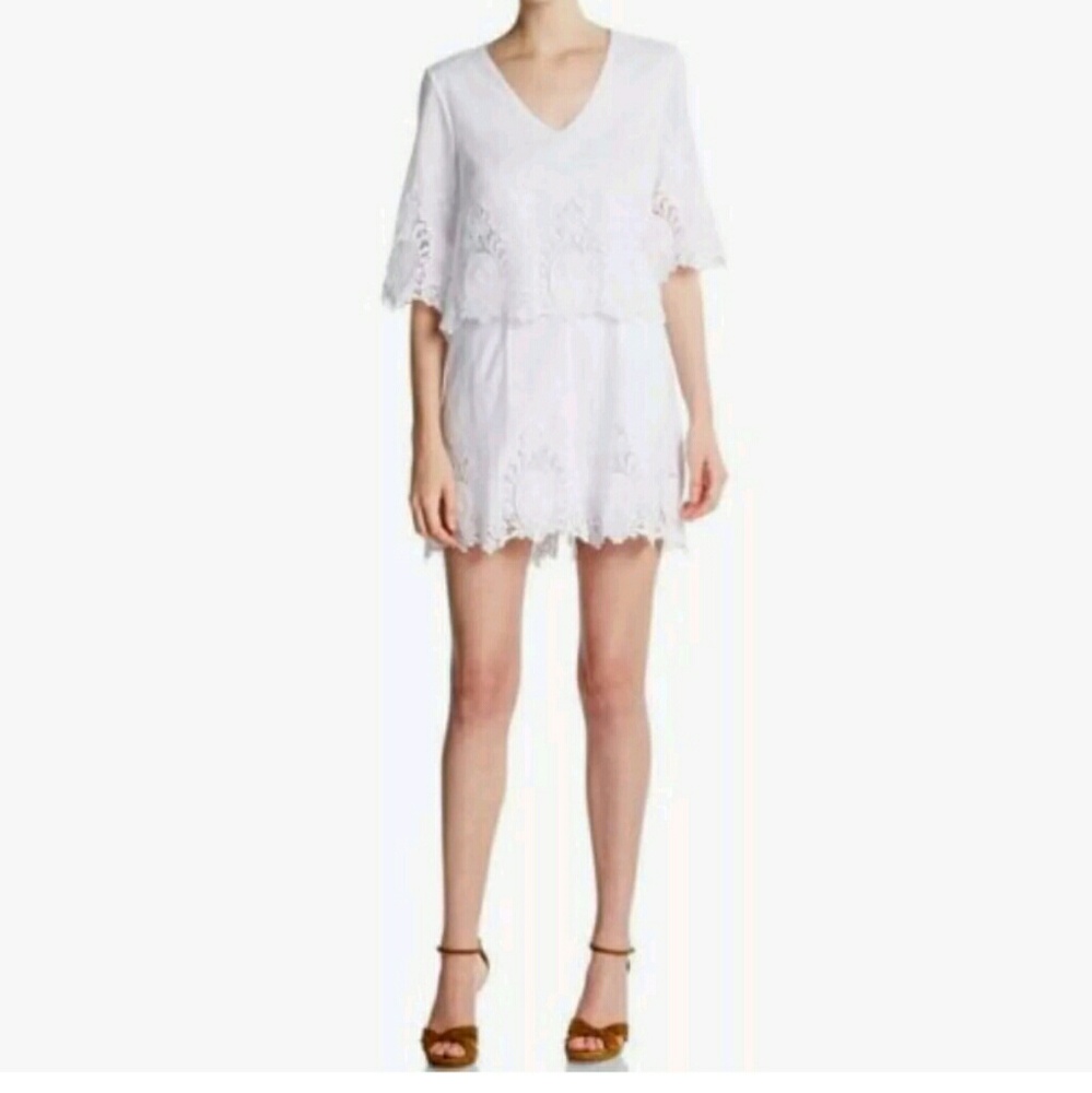 Saks Fifth Avenue Romper Shorts White Eyelet Lace
